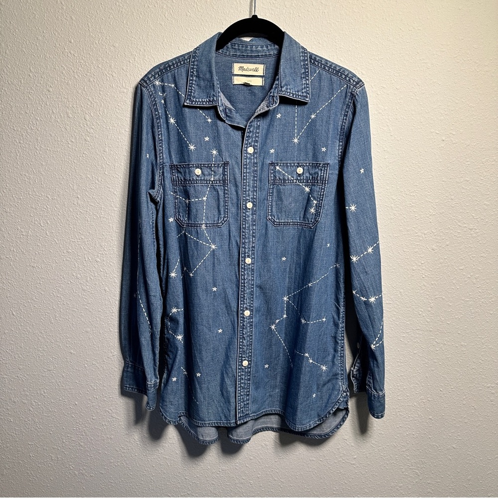 Madewell Stars astronomy denim long sleeve shirt excellent condition size M